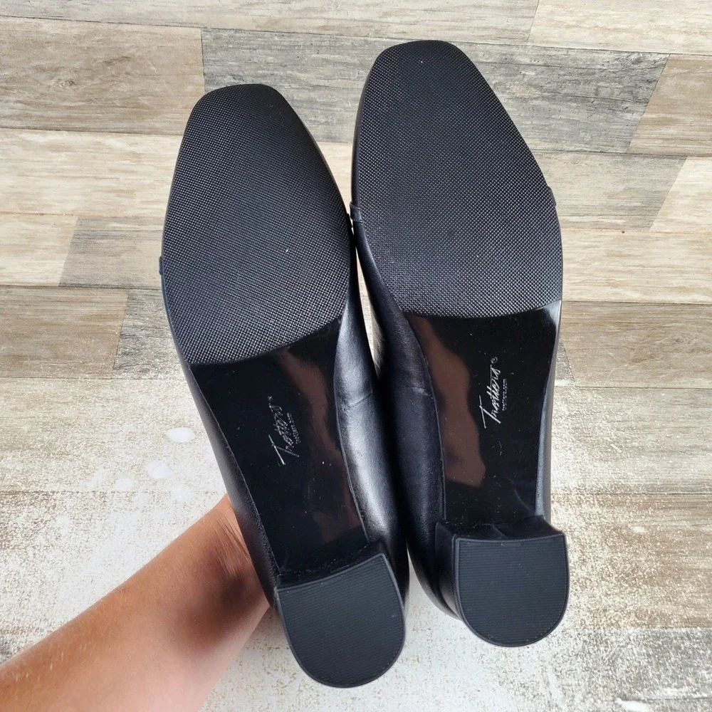 Trotters Dakota Womens Pump Sz 12 M Comfort Black Leather Square Toe Block Heel